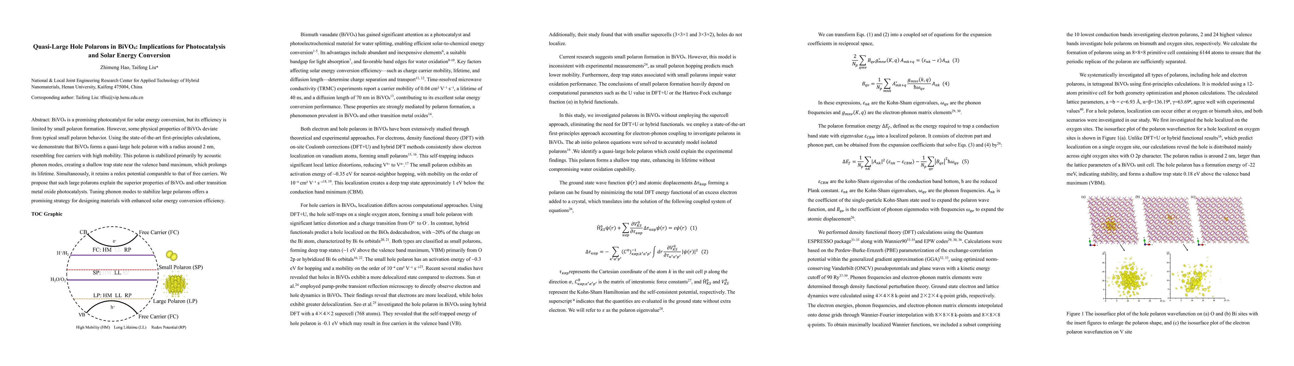 Thumbnail for Quasi-Large Hole Polarons in BiVO4-Implications for Photocatalysis and
  Solar Energy Conversion