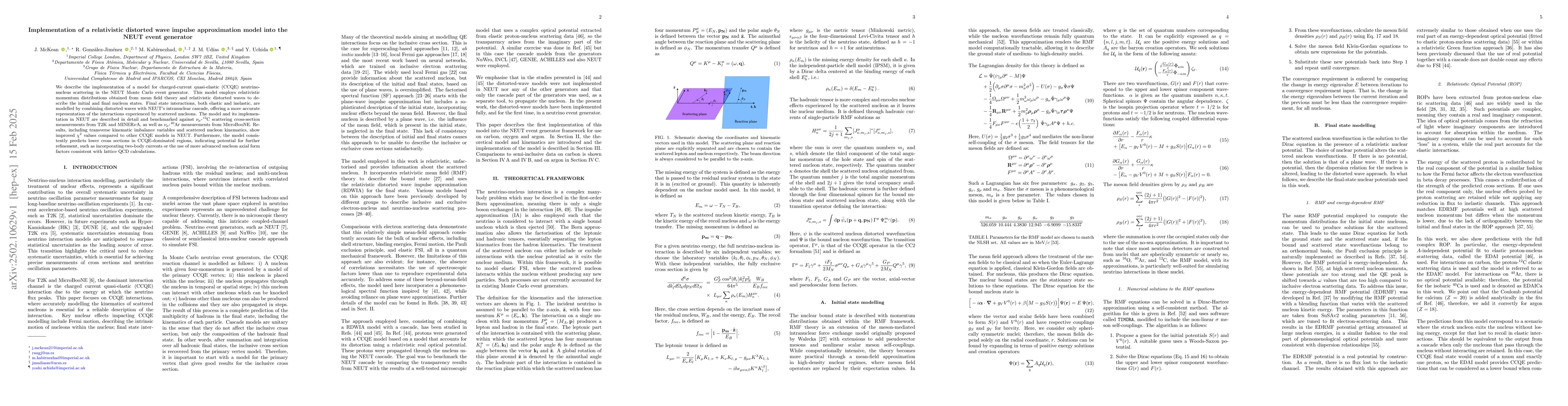 Thumbnail for Implementation of a relativistic distorted wave impulse approximation
  model into the NEUT event generator