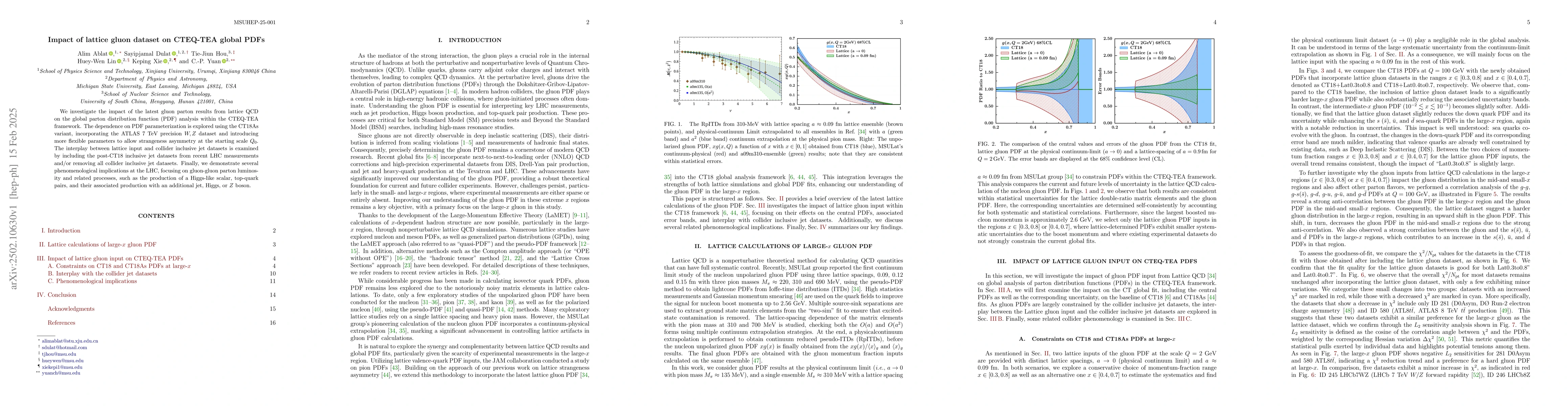 Thumbnail for Impact of lattice gluon dataset on CTEQ-TEA global PDFs