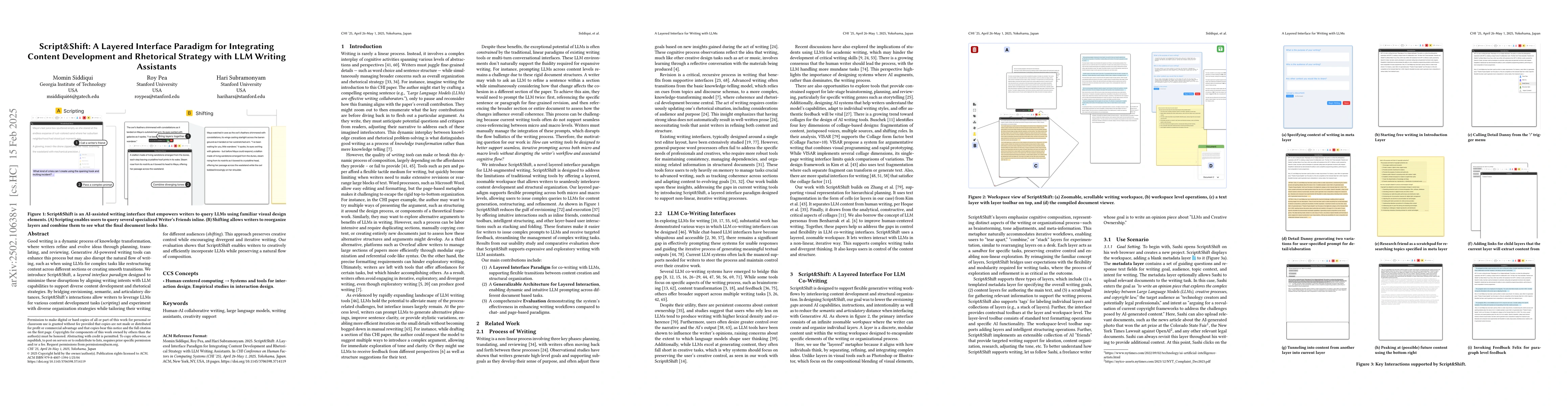Thumbnail for Script&Shift: A Layered Interface Paradigm for Integrating Content
  Development and Rhetorical Strategy with LLM Writing Assistants