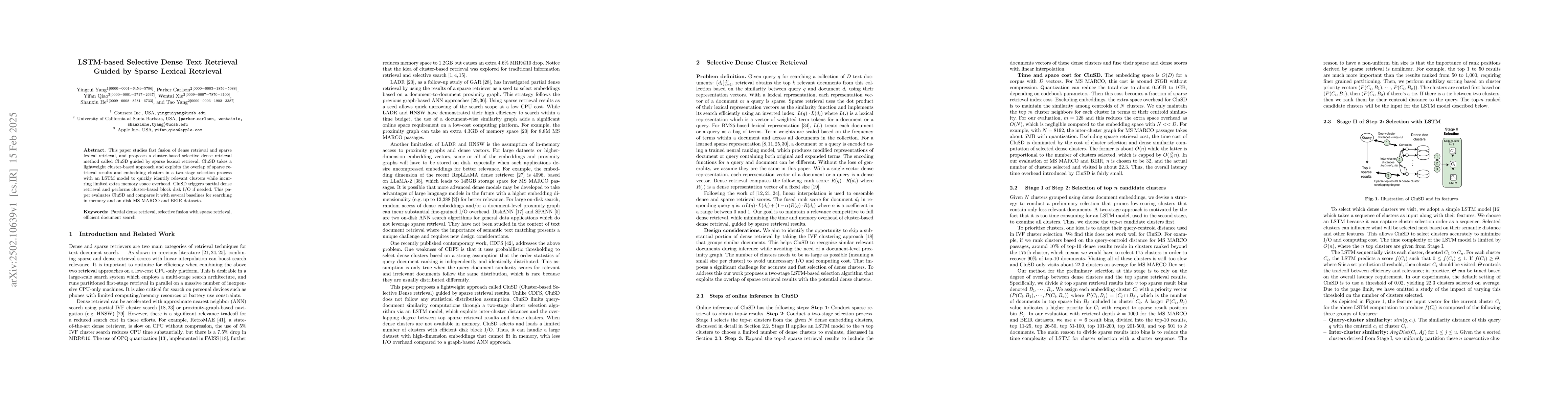 Thumbnail for LSTM-based Selective Dense Text Retrieval Guided by Sparse Lexical
  Retrieval