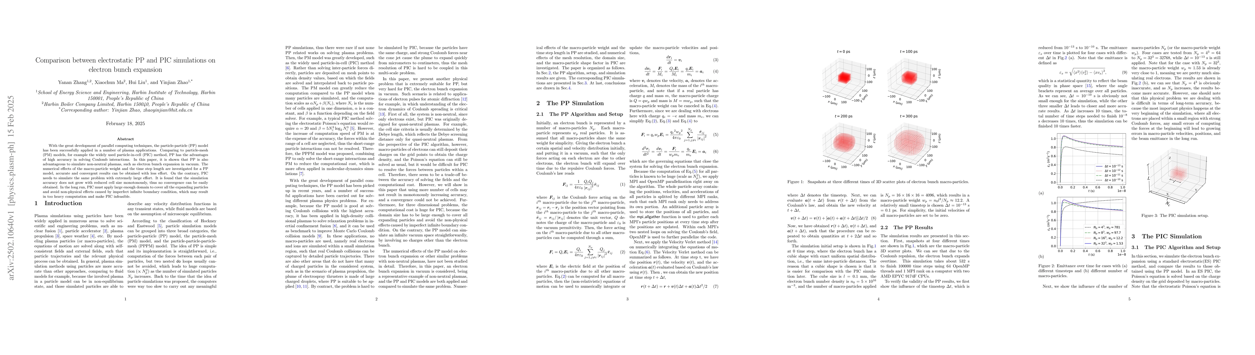 Thumbnail for Comparison between electrostatic PP and PIC simulations on electron
  bunch expansion