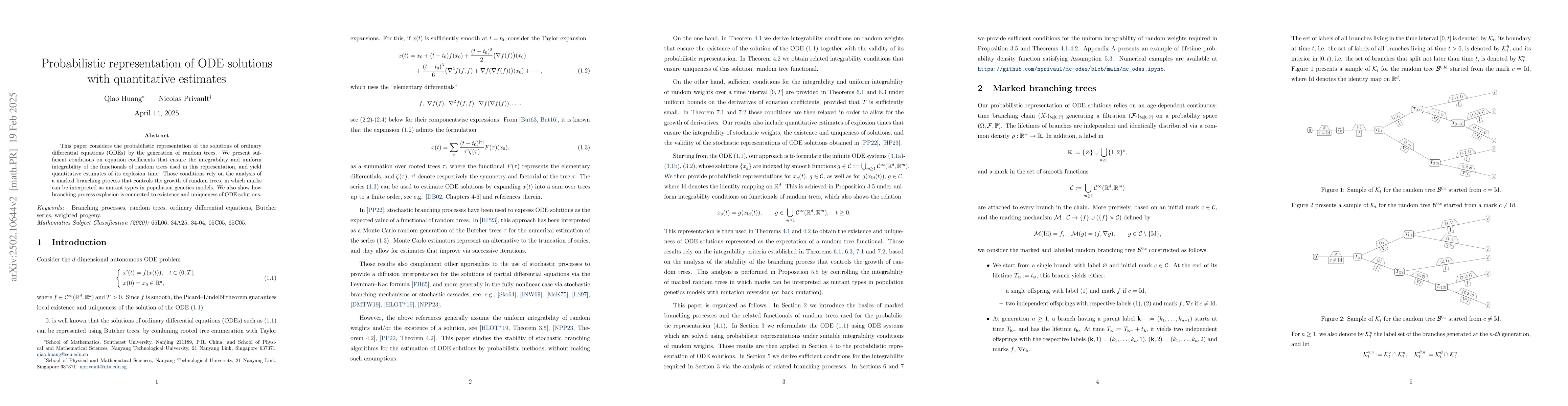 Thumbnail for Probabilistic representation of ODE solutions with quantitative
  estimates
