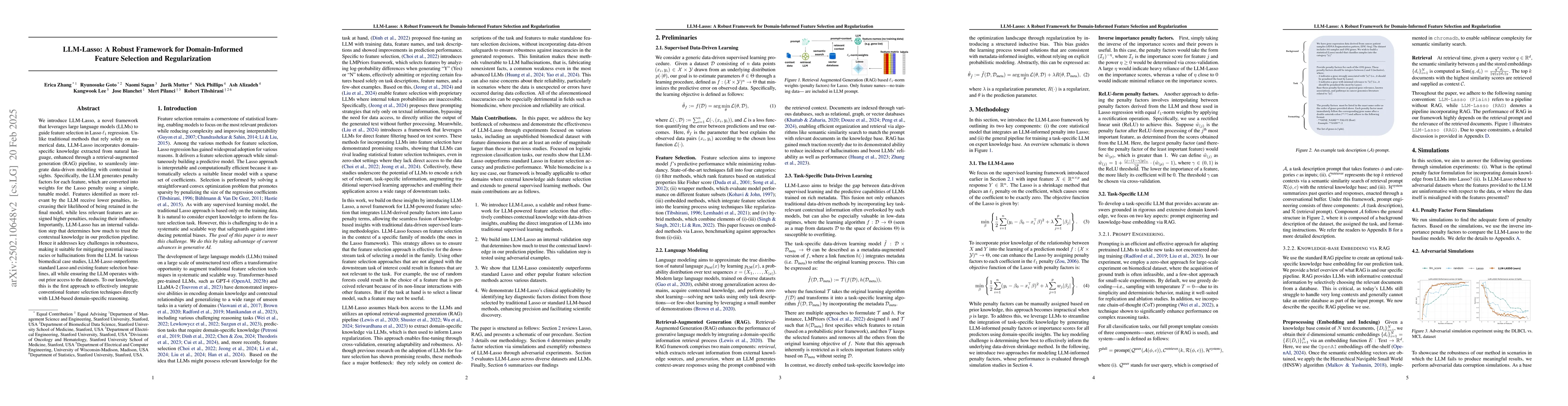Thumbnail for LLM-Lasso: A Robust Framework for Domain-Informed Feature Selection and
  Regularization