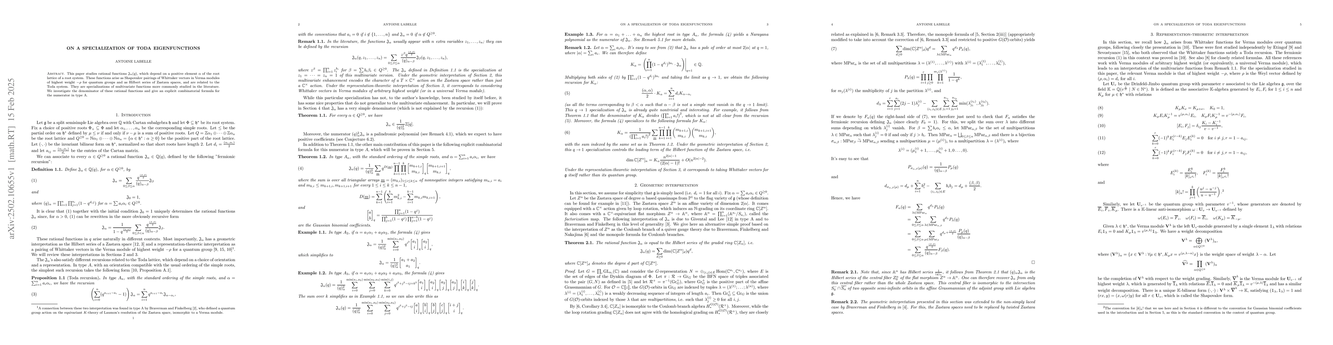 Thumbnail for On a specialization of Toda eigenfunctions