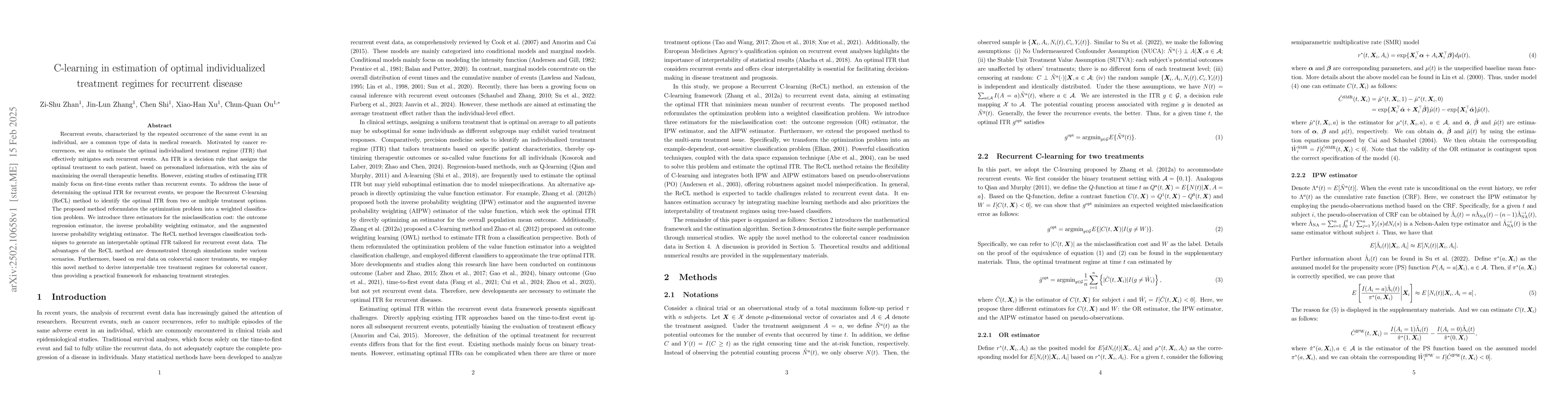 Thumbnail for C-learning in estimation of optimal individualized treatment regimes for
  recurrent disease