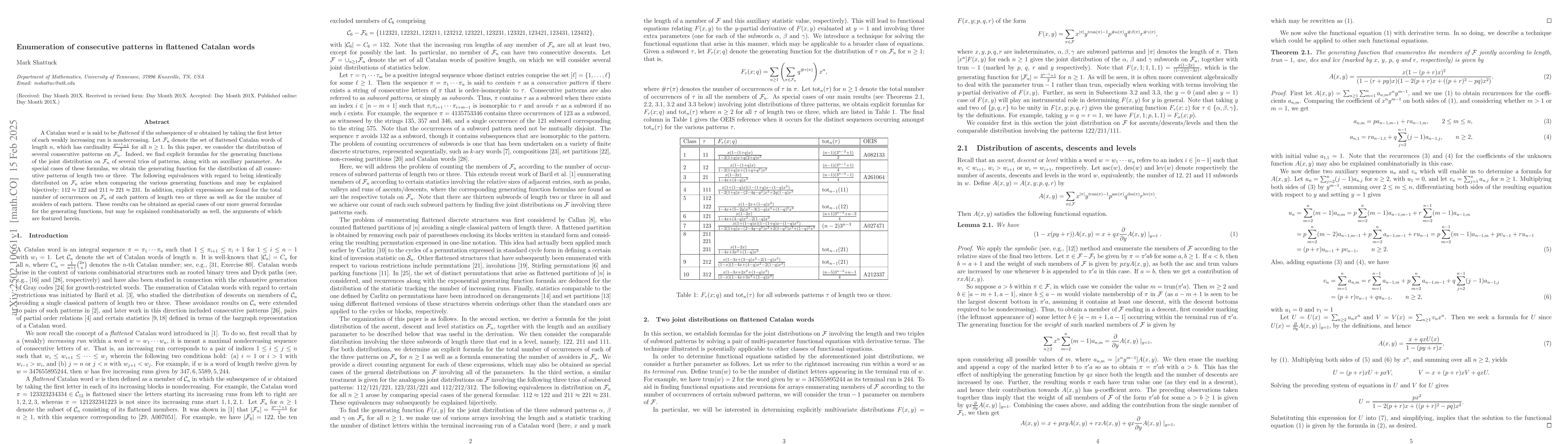 Thumbnail for Enumeration of consecutive patterns in flattened Catalan words