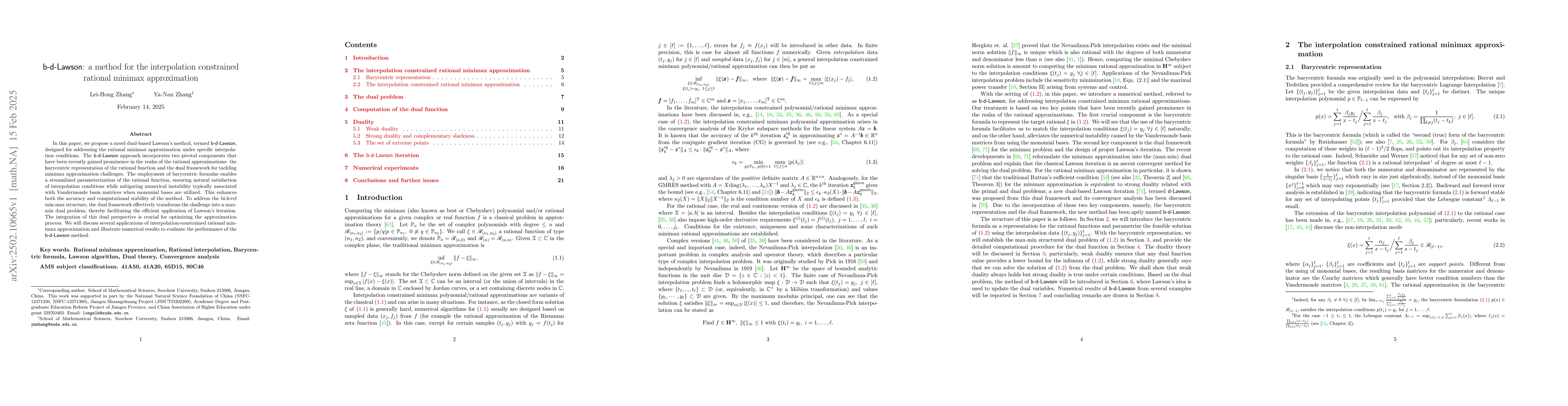 Thumbnail for b-d-Lawson: a method for the interpolation constrained rational minimax
  approximation