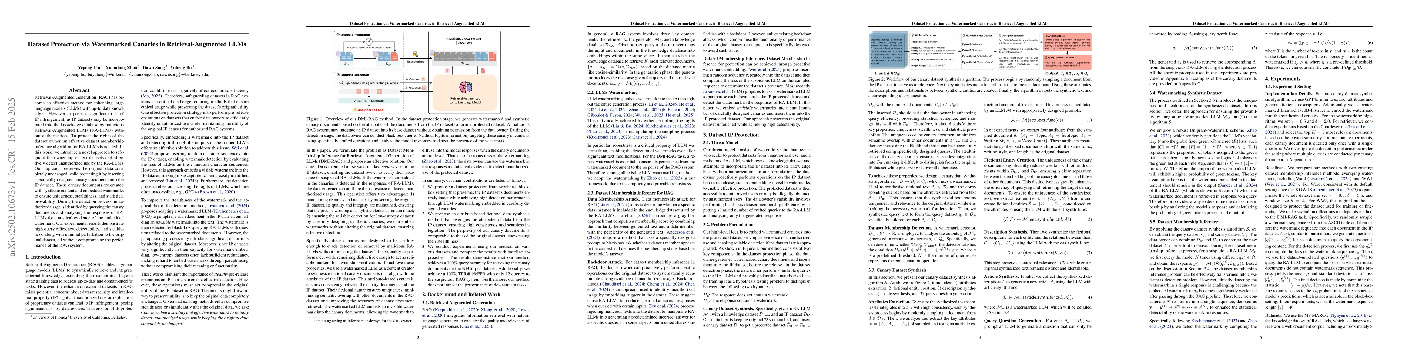 Thumbnail for Dataset Protection via Watermarked Canaries in Retrieval-Augmented LLMs
