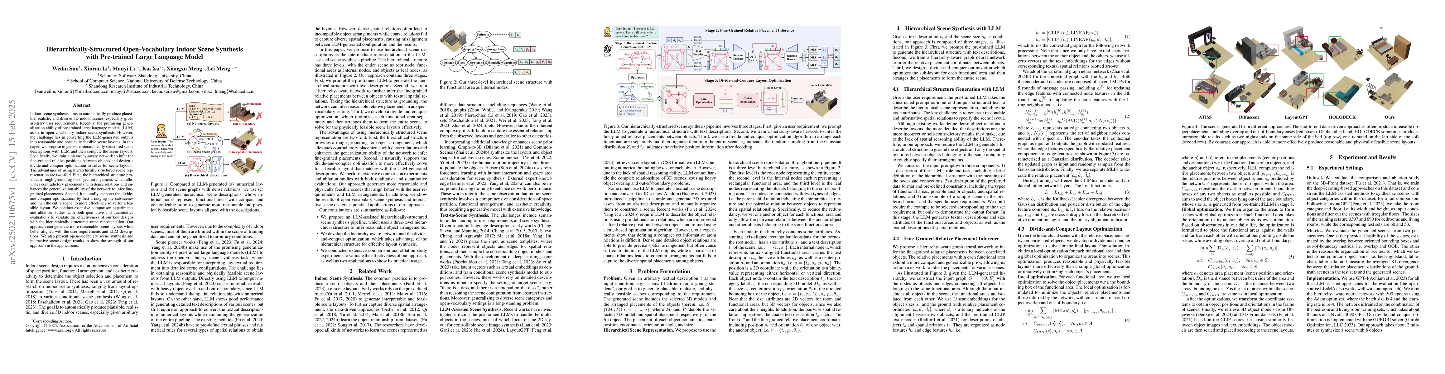 Thumbnail for Hierarchically-Structured Open-Vocabulary Indoor Scene Synthesis with
  Pre-trained Large Language Model