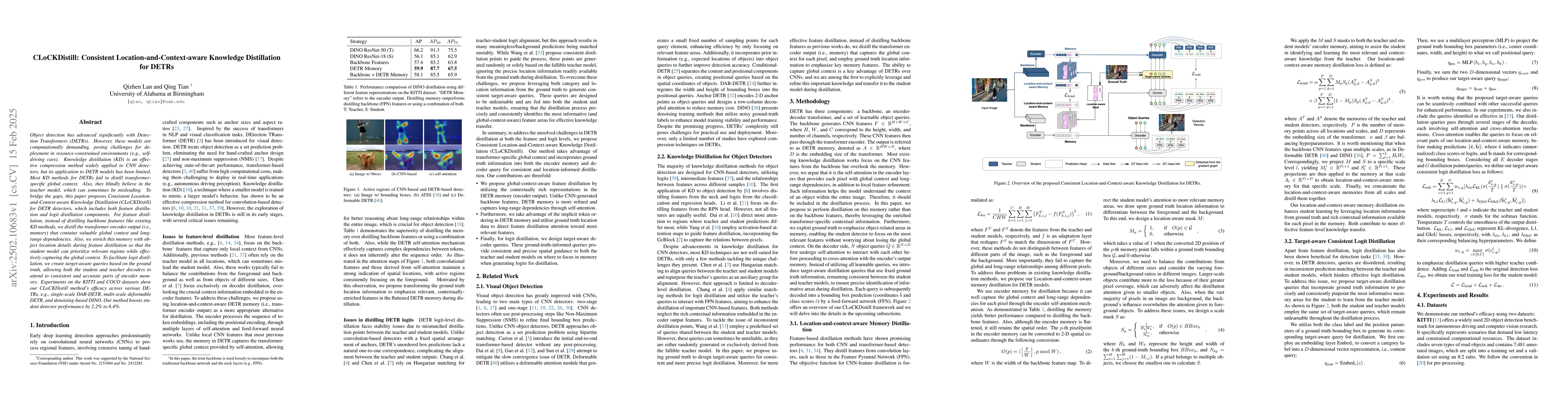 Thumbnail for CLoCKDistill: Consistent Location-and-Context-aware Knowledge
  Distillation for DETRs