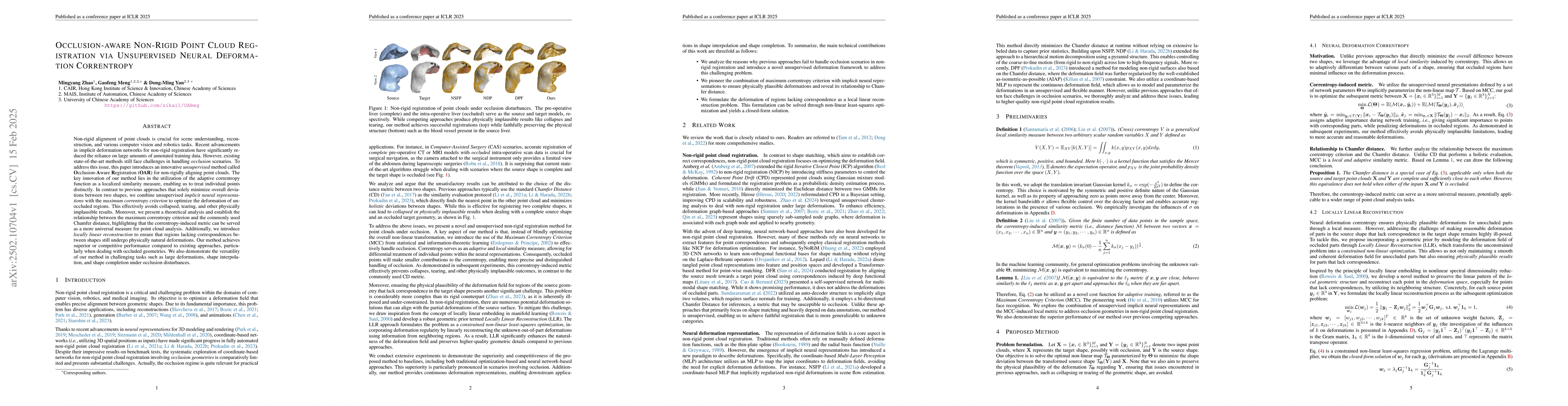 Thumbnail for Occlusion-aware Non-Rigid Point Cloud Registration via Unsupervised
  Neural Deformation Correntropy