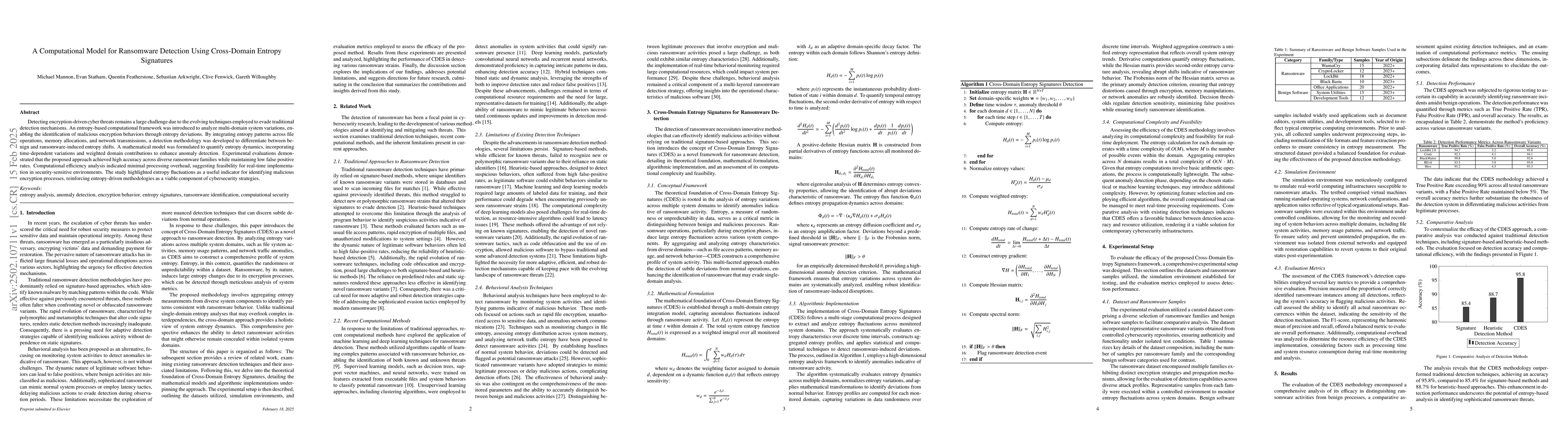 Thumbnail for A Computational Model for Ransomware Detection Using Cross-Domain
  Entropy Signatures