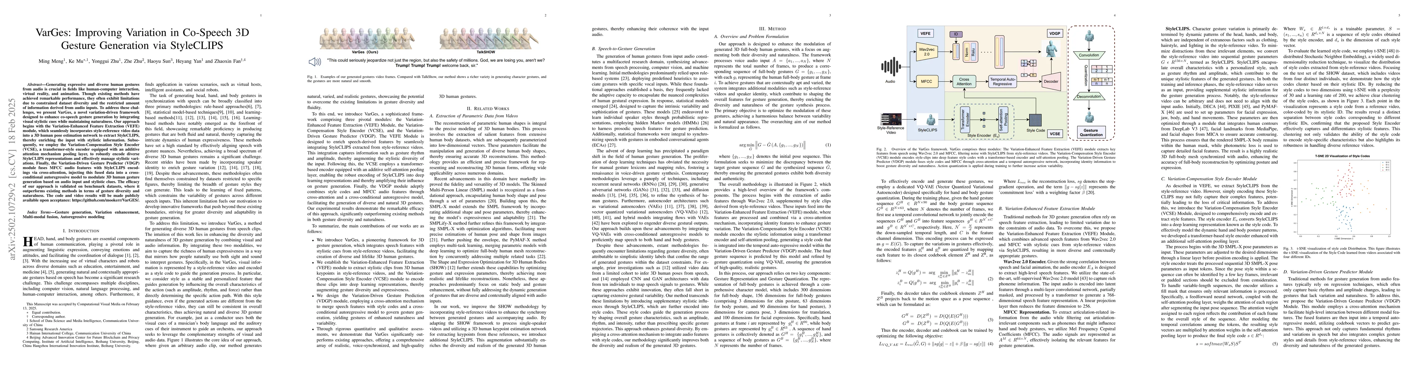 Thumbnail for VarGes: Improving Variation in Co-Speech 3D Gesture Generation via
  StyleCLIPS
