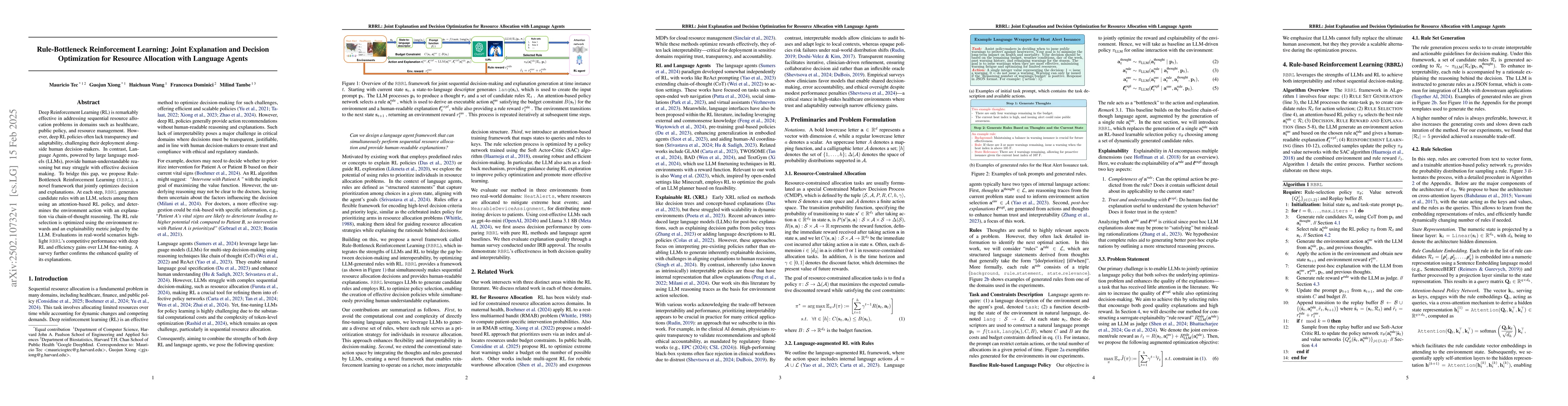 Thumbnail for Rule-Bottleneck Reinforcement Learning: Joint Explanation and Decision
  Optimization for Resource Allocation with Language Agents