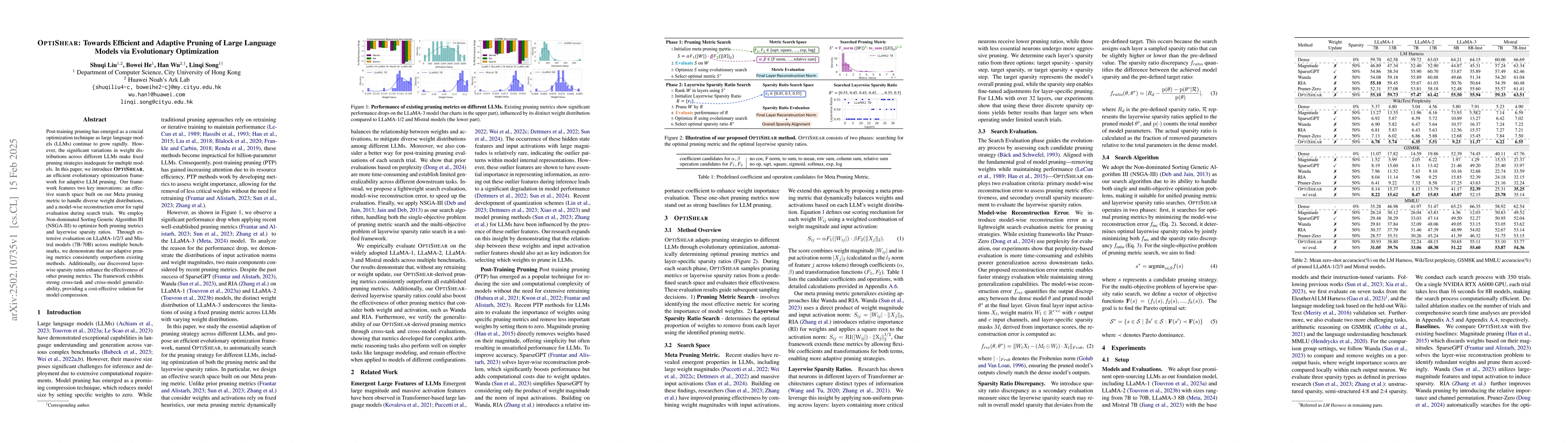 Thumbnail for OPTISHEAR: Towards Efficient and Adaptive Pruning of Large Language
  Models via Evolutionary Optimization