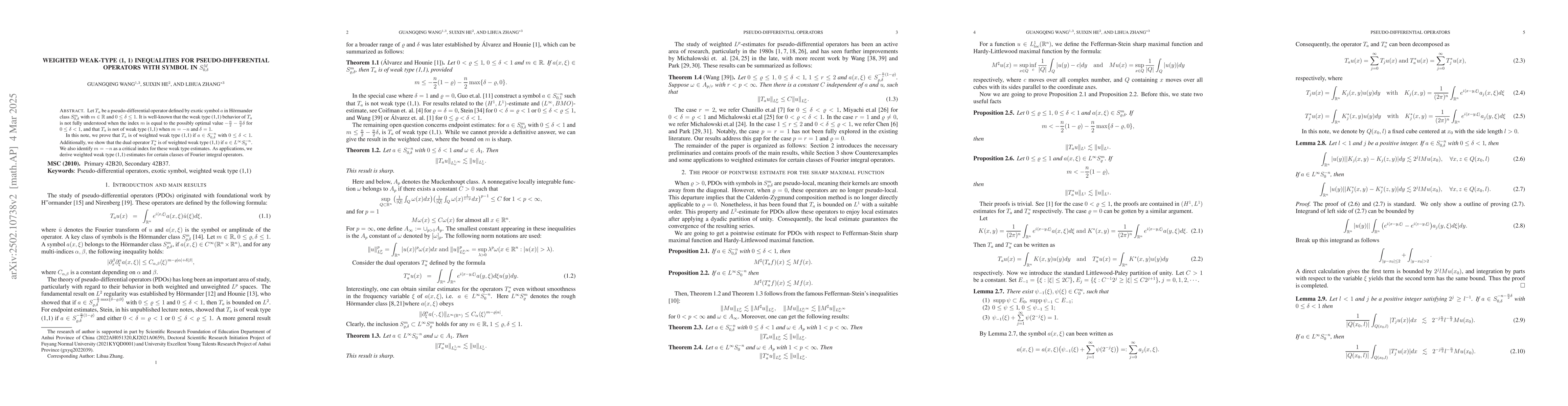 Thumbnail for Weighted weak-type (1, 1) inequalities for pseudo-differential operators
  with symbol in $S^{n}_{0,δ}$