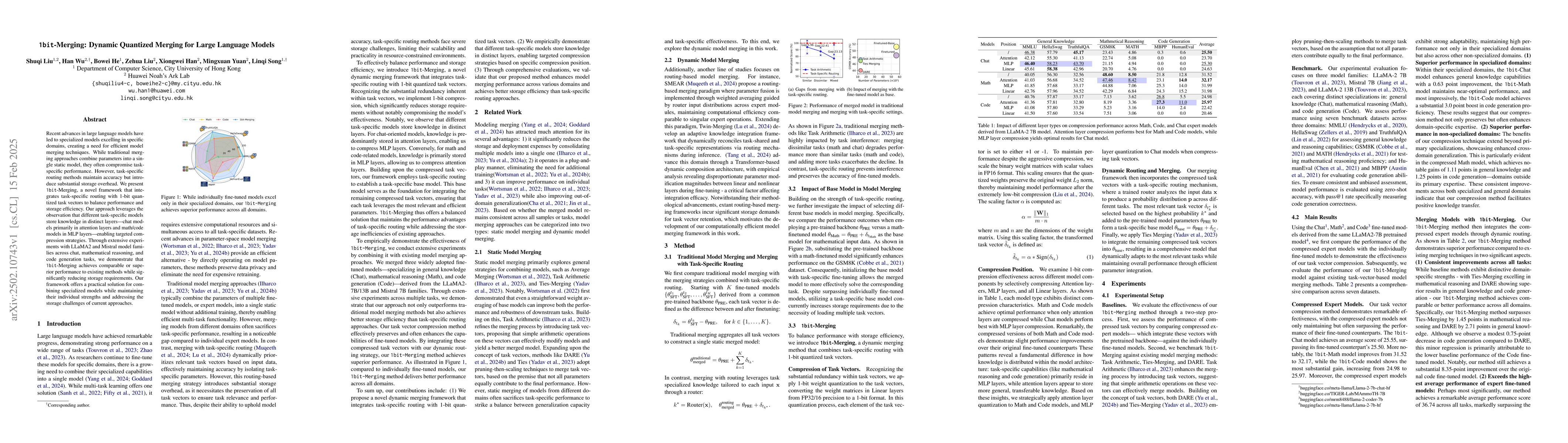 Thumbnail for 1bit-Merging: Dynamic Quantized Merging for Large Language Models