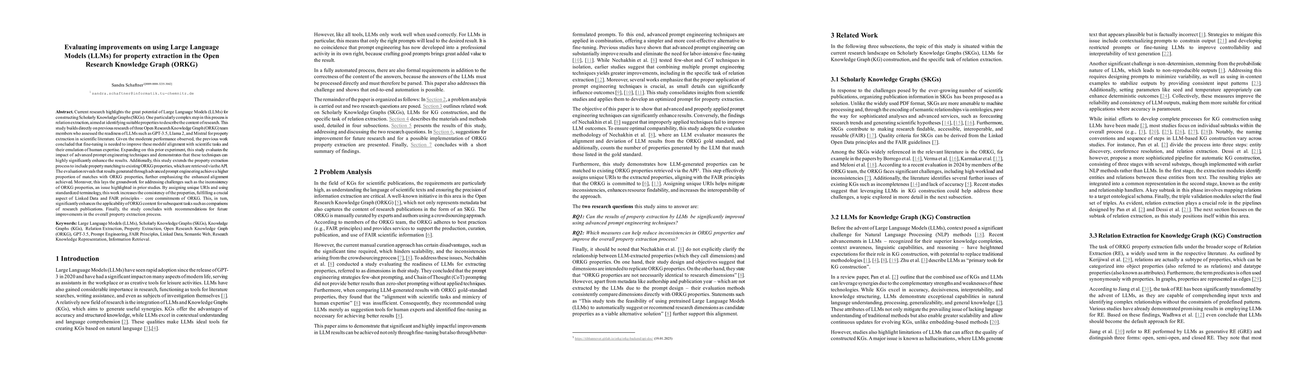Thumbnail for Evaluating improvements on using Large Language Models (LLMs) for
  property extraction in the Open Research Knowledge Graph (ORKG)