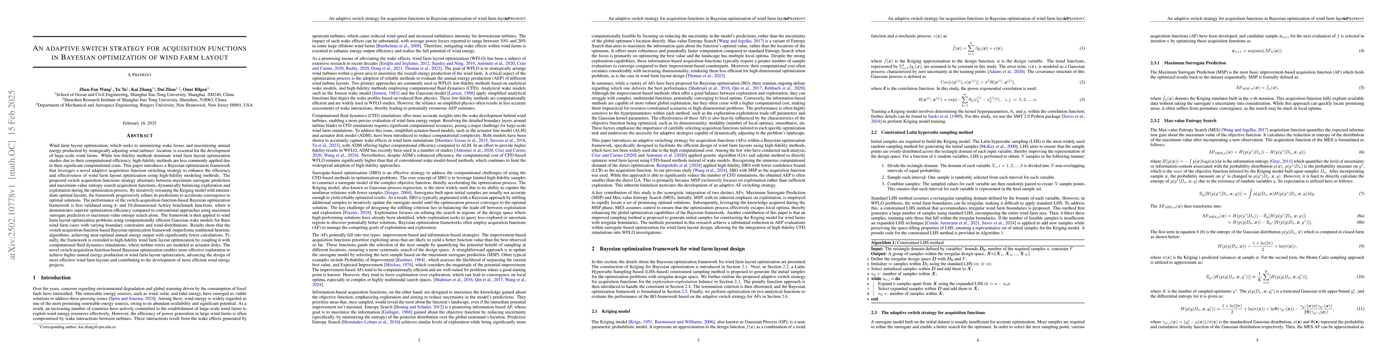 Thumbnail for An adaptive switch strategy for acquisition functions in Bayesian
  optimization of wind farm layout