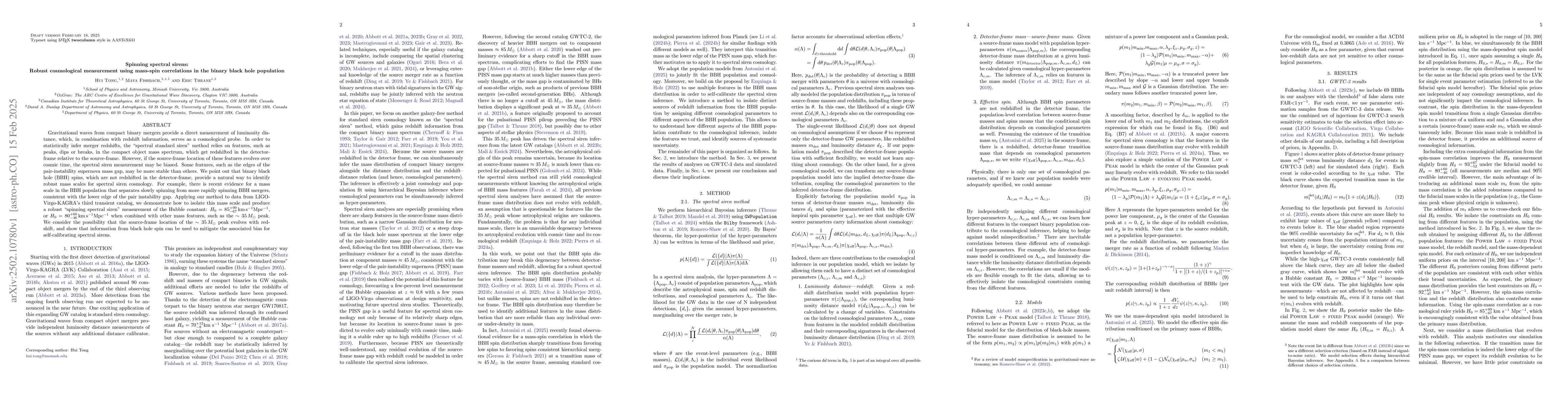 Thumbnail for Spinning spectral sirens: Robust cosmological measurement using
  mass-spin correlations in the binary black hole population