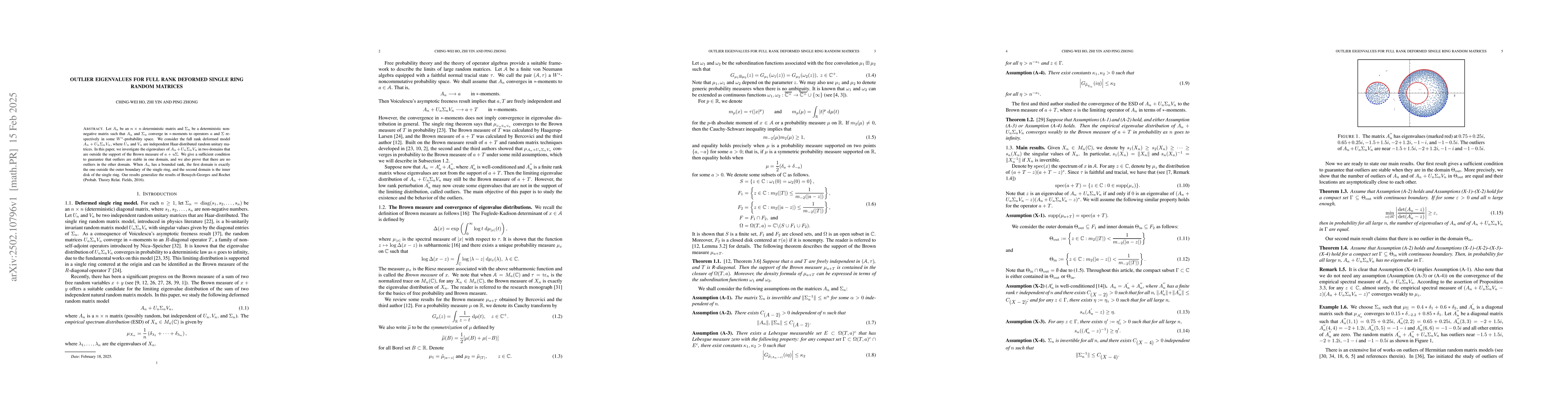 Thumbnail for Outlier eigenvalues for full rank deformed single ring random matrices