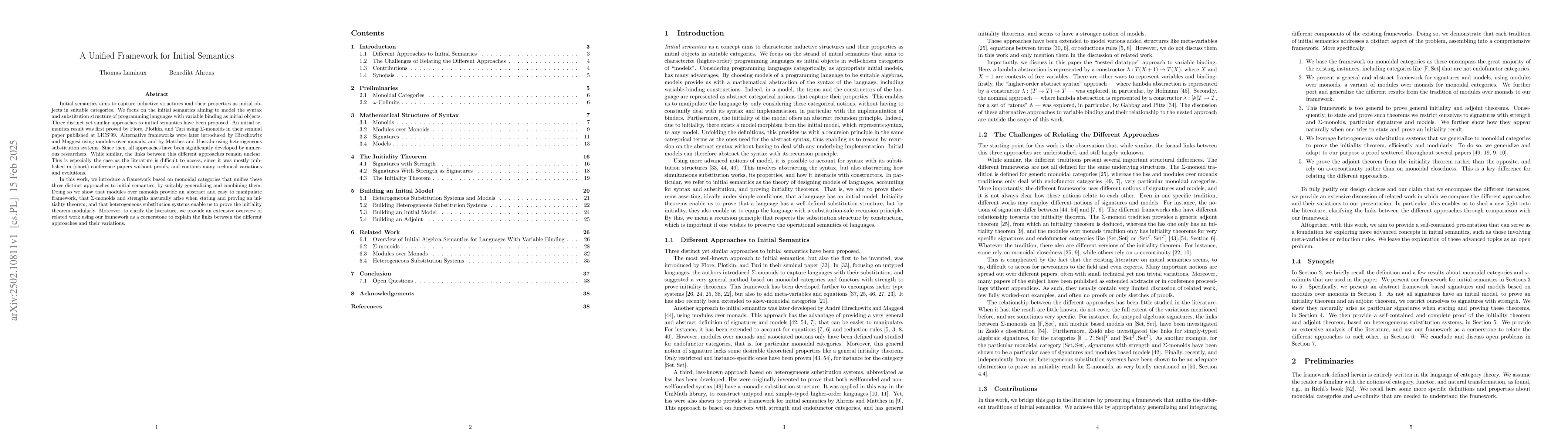 Thumbnail for A Unified Framework for Initial Semantics