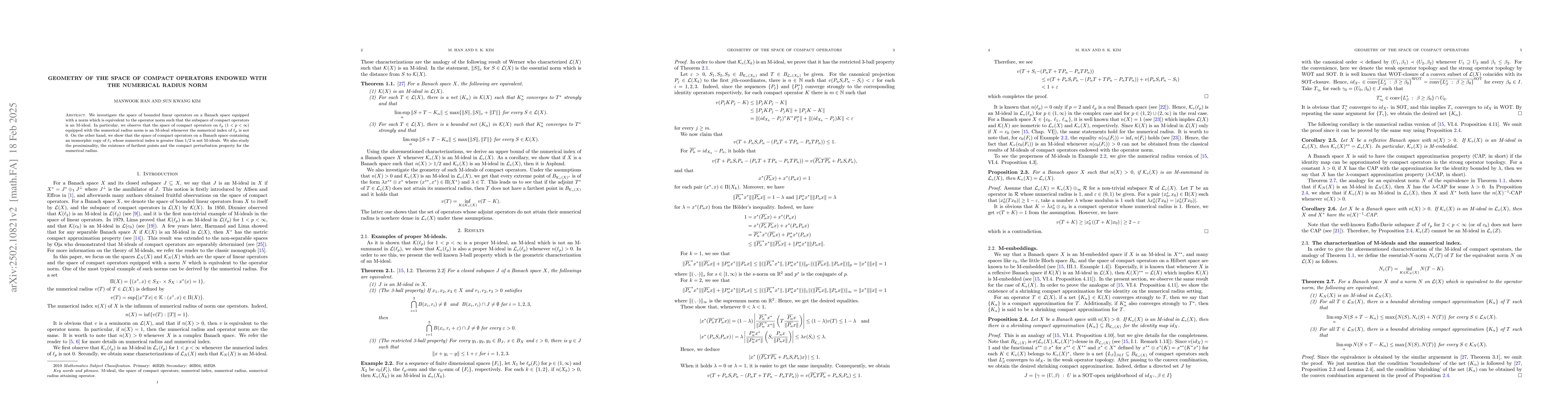 Thumbnail for Geometry of the space of compact operators endowed with the numerical
  radius norm
