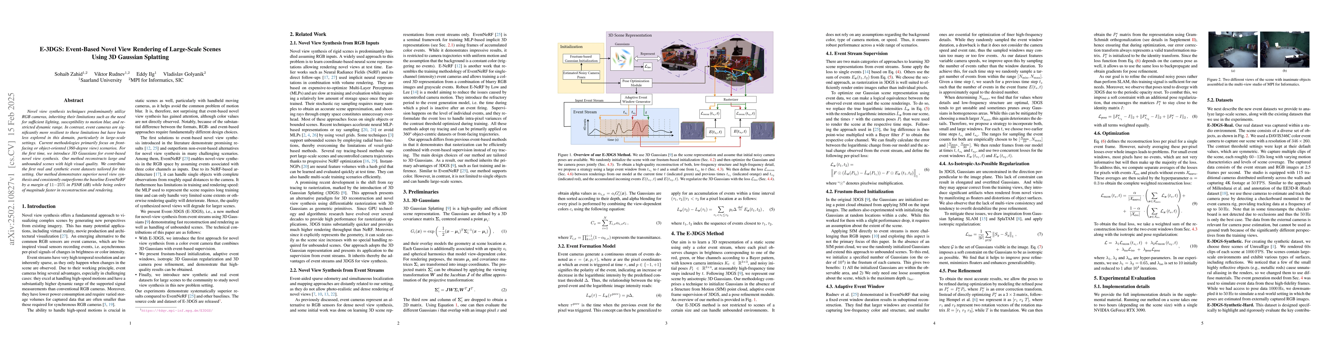 Thumbnail for E-3DGS: Event-Based Novel View Rendering of Large-Scale Scenes Using 3D
  Gaussian Splatting