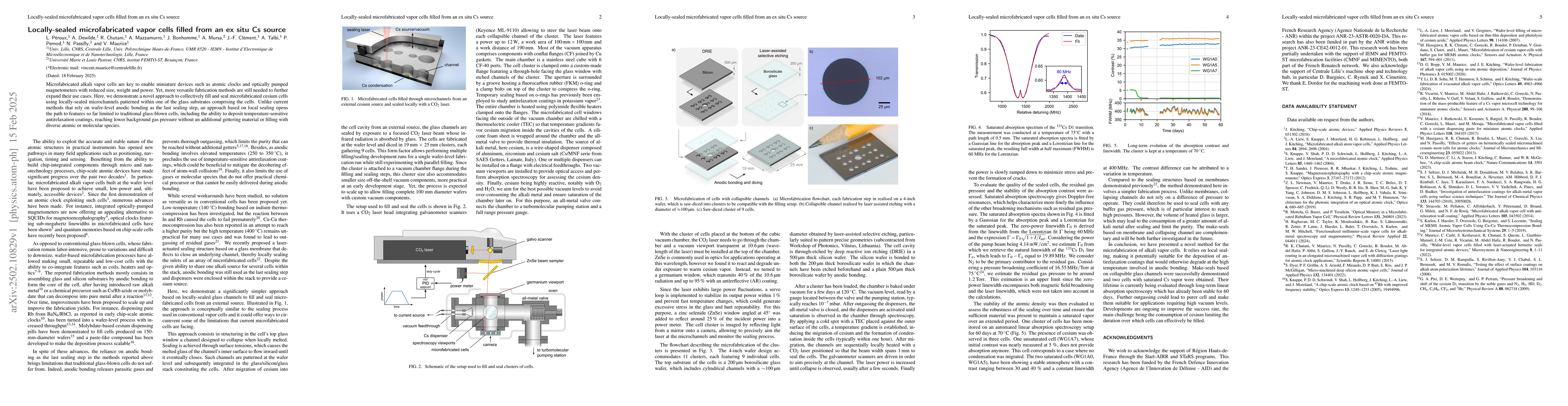 Thumbnail for Locally-sealed microfabricated vapor cells filled from an ex situ Cs
  source