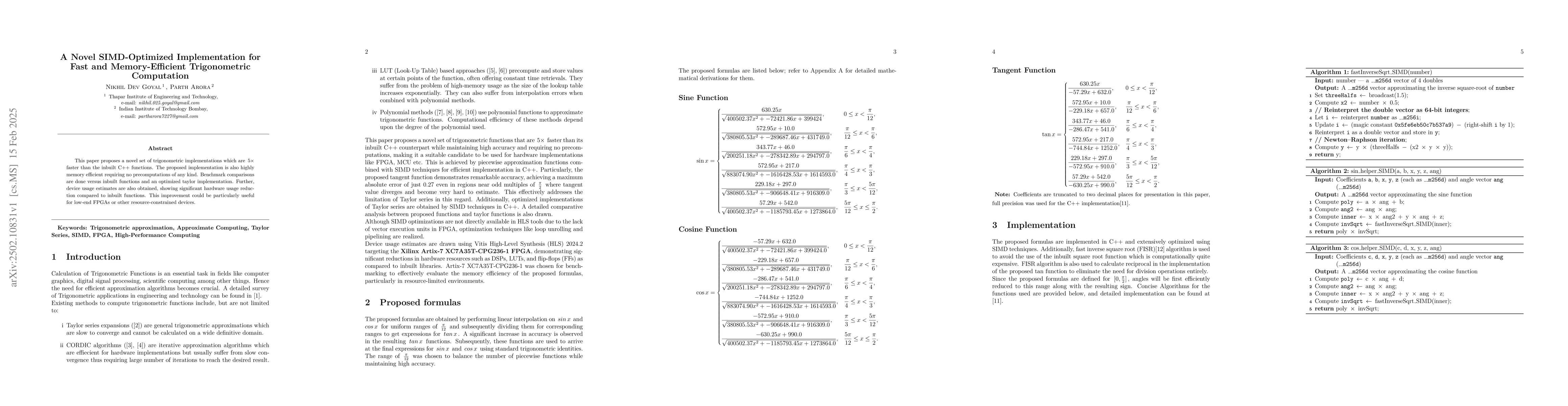 Thumbnail for A Novel SIMD-Optimized Implementation for Fast and Memory-Efficient
  Trigonometric Computation