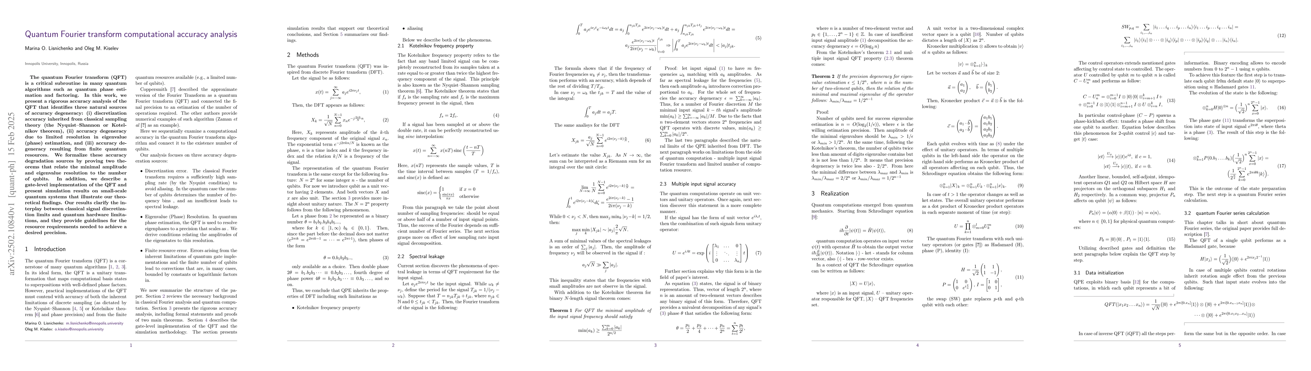 Thumbnail for Quantum Fourier transform computational accuracy analysis