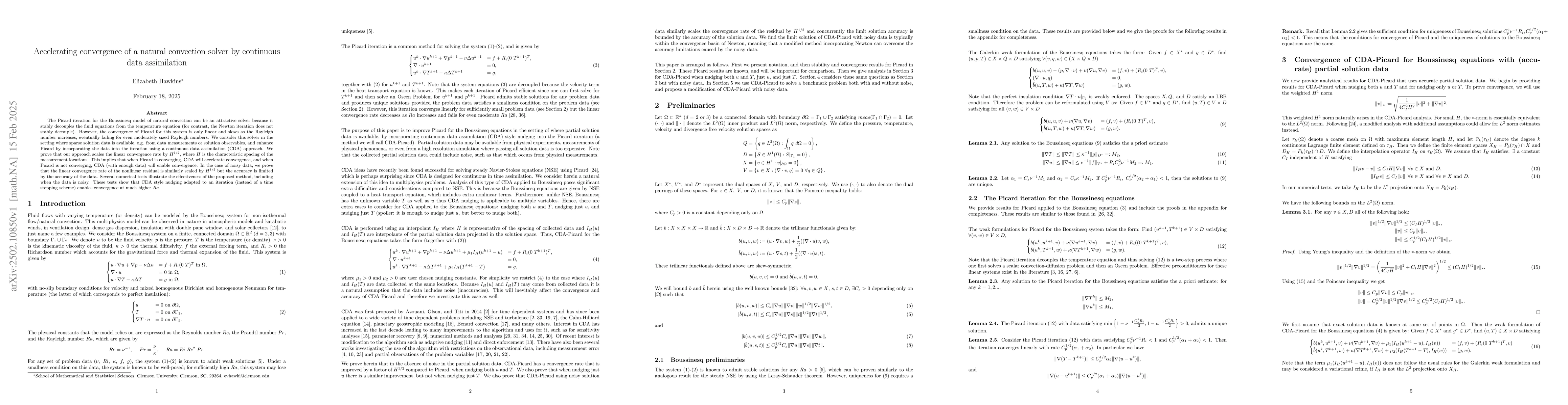 Thumbnail for Accelerating convergence of a natural convection solver by continuous
  data assimilation