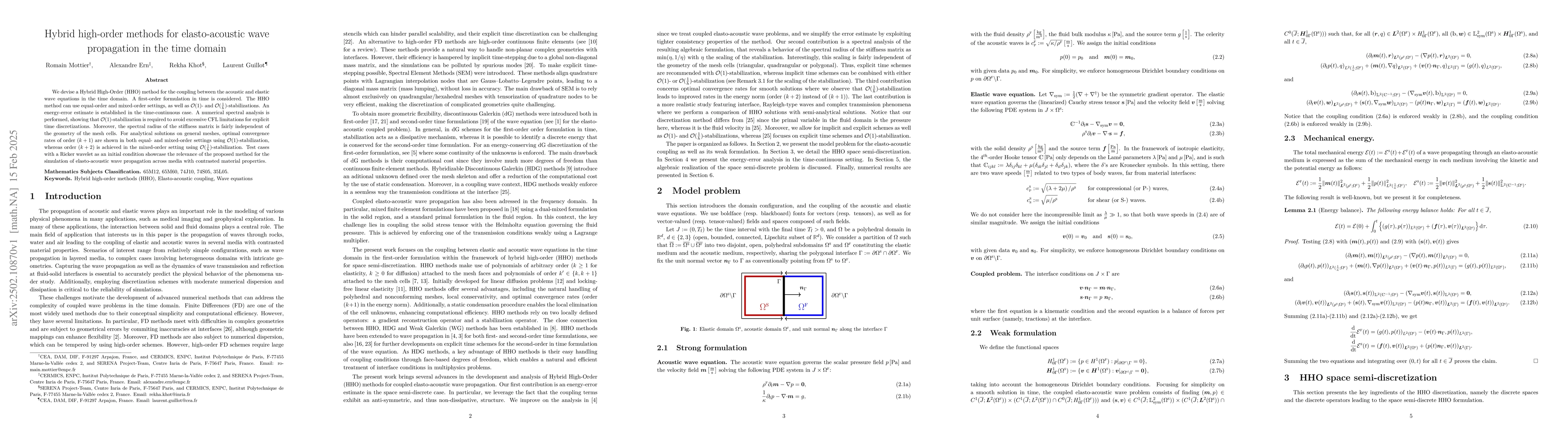 Thumbnail for Hybrid high-order methods for elasto-acoustic wave propagation in the
  time domain