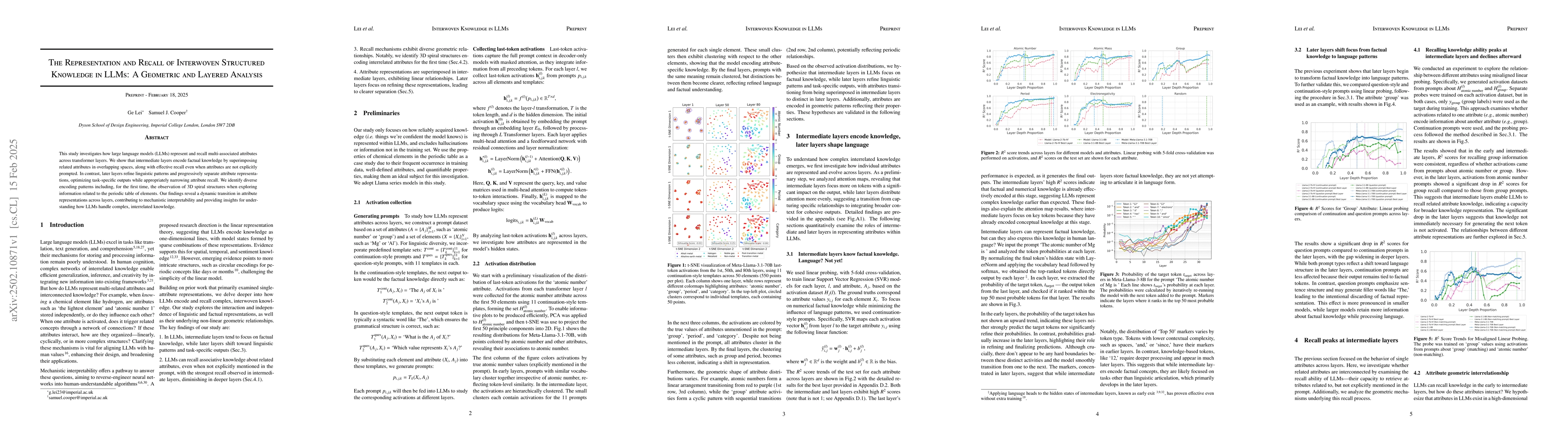 Thumbnail for The Representation and Recall of Interwoven Structured Knowledge in
  LLMs: A Geometric and Layered Analysis