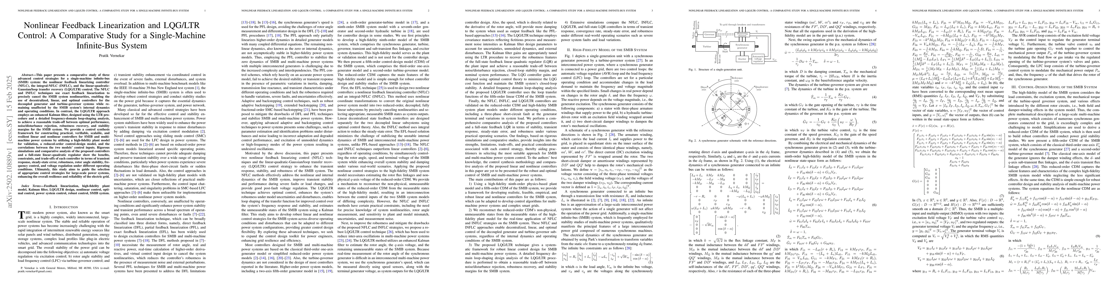 Thumbnail for Nonlinear Feedback Linearization and LQG/LTR Control: A Comparative
  Study for a Single-Machine Infinite-Bus System