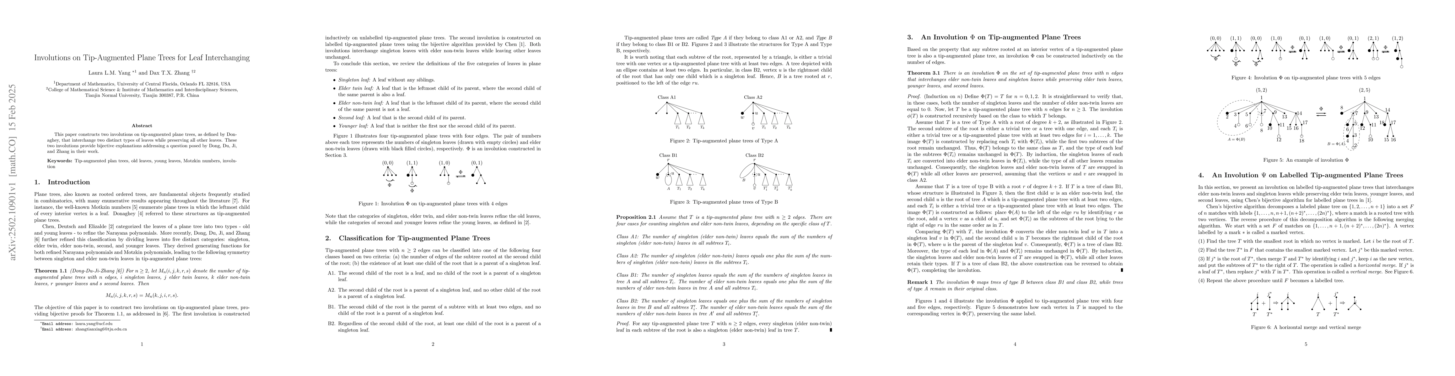Thumbnail for Involutions on Tip-Augmented Plane Trees for Leaf Interchanging