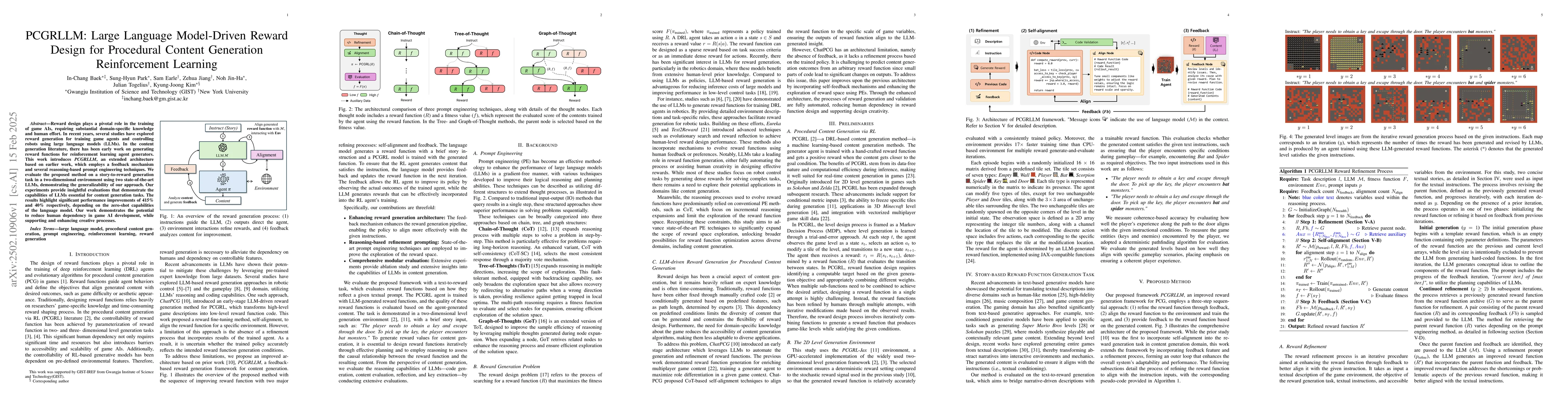 Thumbnail for PCGRLLM: Large Language Model-Driven Reward Design for Procedural
  Content Generation Reinforcement Learning