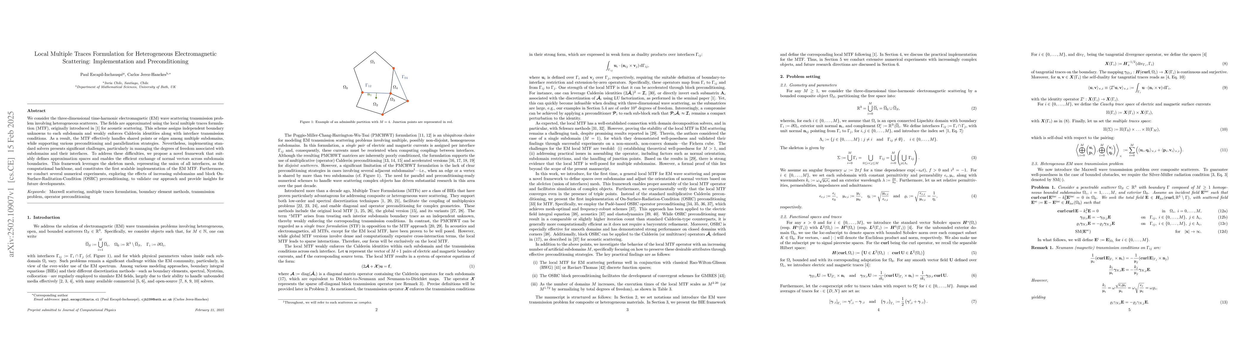Thumbnail for Local Multiple Traces Formulation for Heterogeneous Electromagnetic
  Scattering: Implementation and Preconditioning