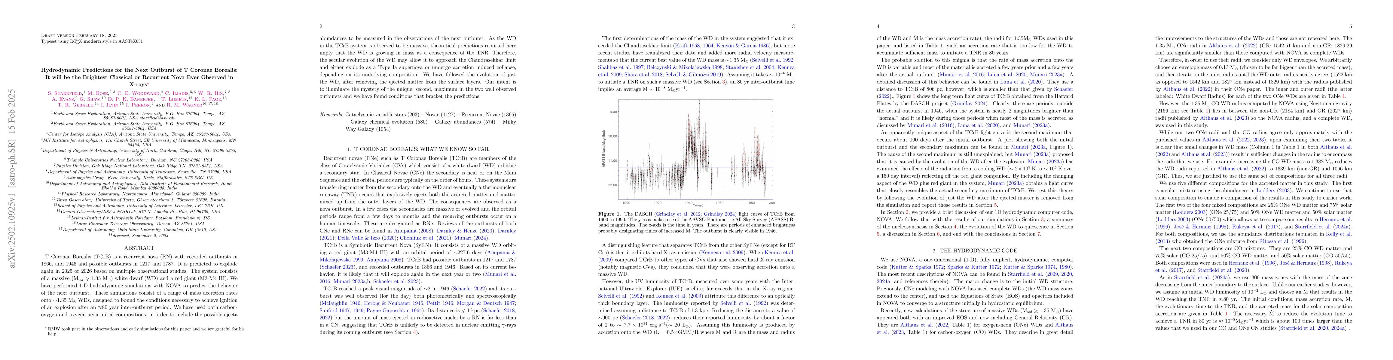 Thumbnail for Hydrodynamic Predictions for the Next Outburst of T Coronae Borealis: It
  will be the Brightest Classical or Recurrent Nova Ever Observed in X-rays