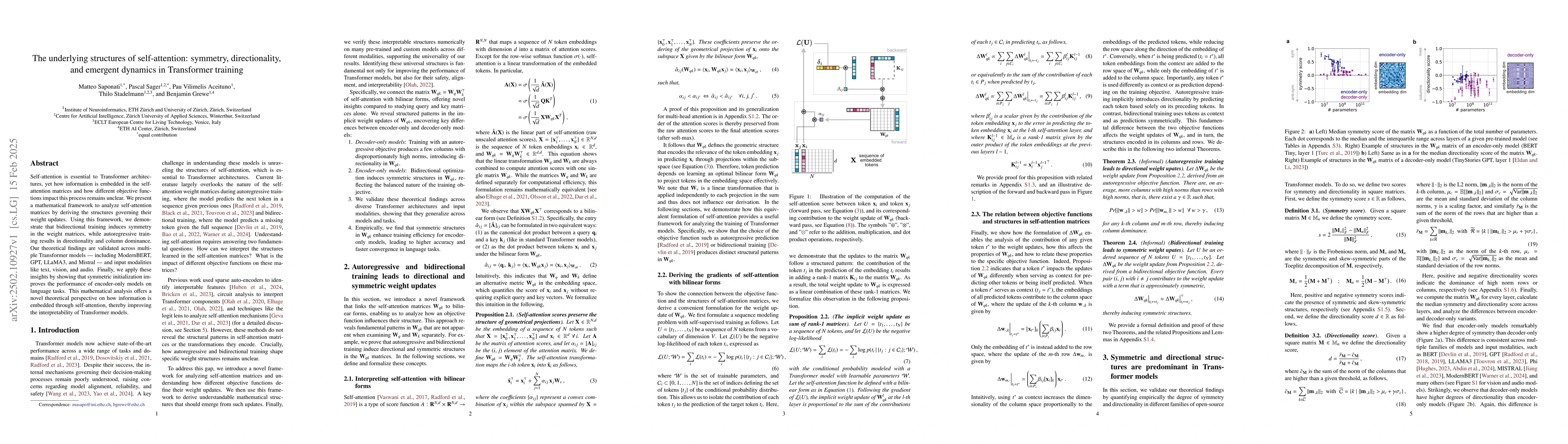 Thumbnail for The underlying structures of self-attention: symmetry, directionality,
  and emergent dynamics in Transformer training