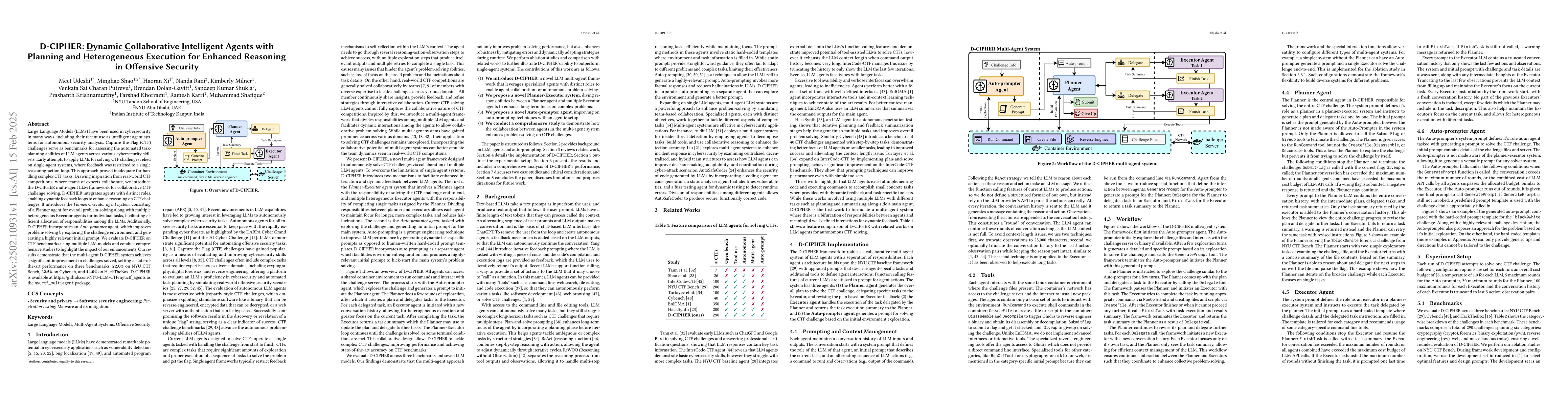 Thumbnail for D-CIPHER: Dynamic Collaborative Intelligent Agents with Planning and
  Heterogeneous Execution for Enhanced Reasoning in Offensive Security