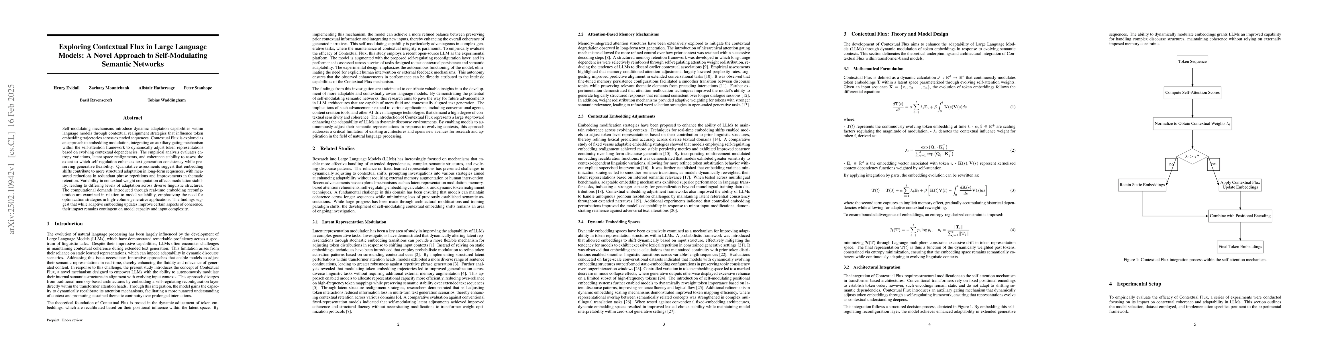 Thumbnail for Exploring Contextual Flux in Large Language Models: A Novel Approach to
  Self-Modulating Semantic Networks
