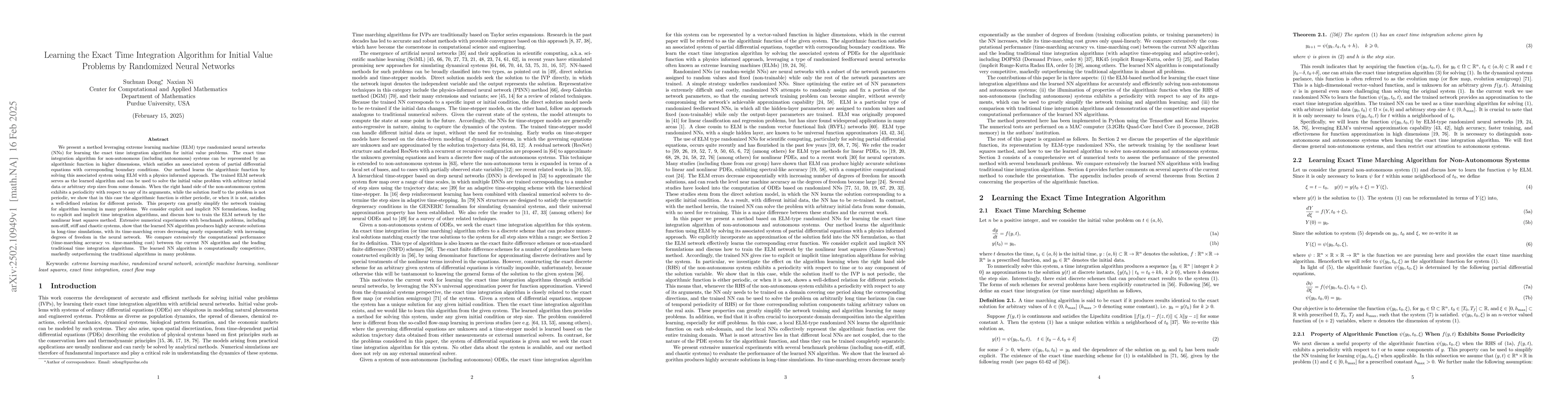 Thumbnail for Learning the Exact Time Integration Algorithm for Initial Value Problems
  by Randomized Neural Networks