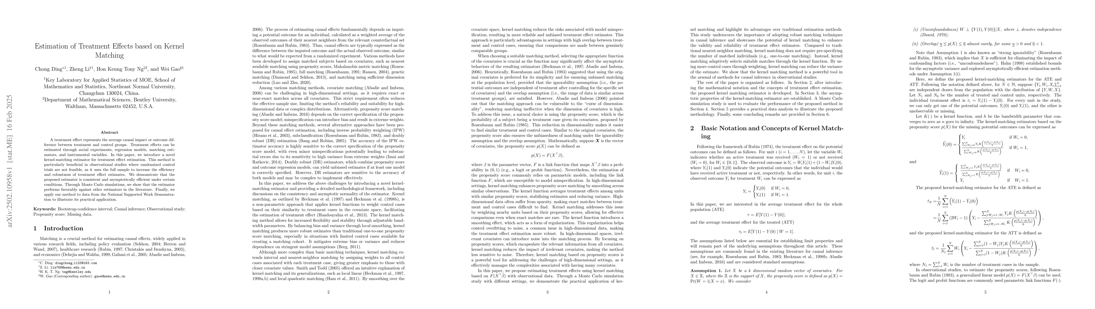 Thumbnail for Estimation of Treatment Effects based on Kernel Matching