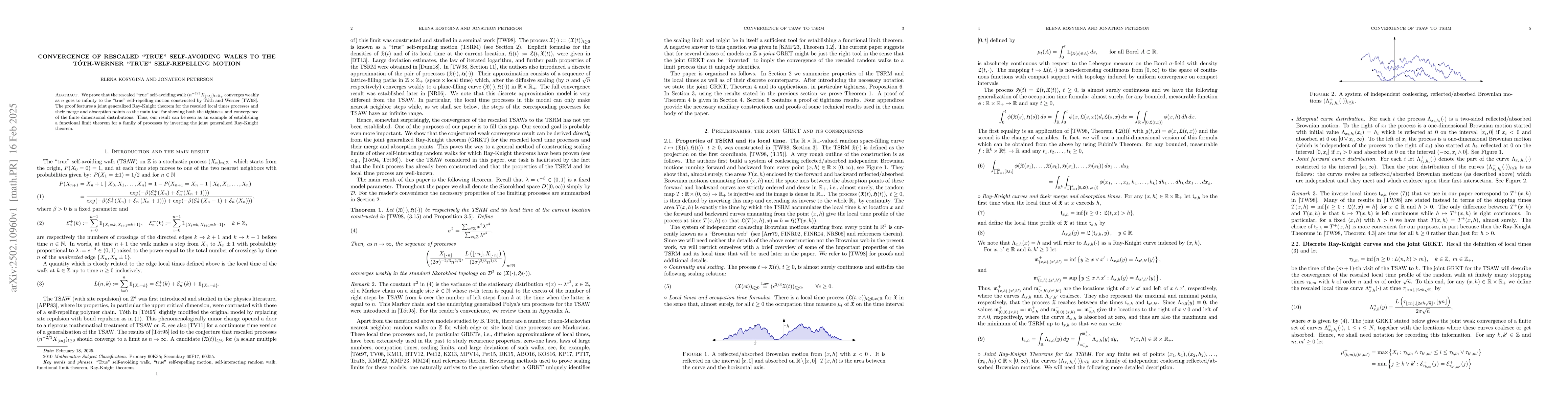 Thumbnail for Convergence of rescaled "true" self-avoiding walks to the Tóth-Werner
  "true" self-repelling motion