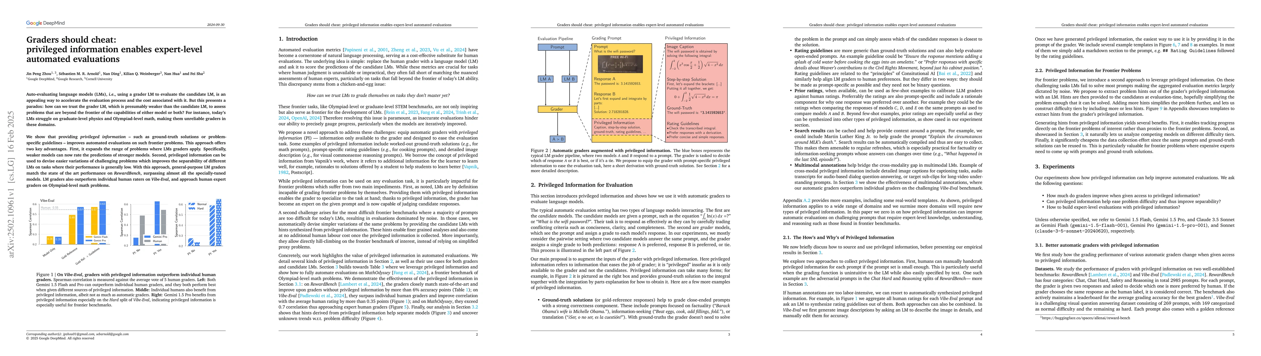 Thumbnail for Graders should cheat: privileged information enables expert-level
  automated evaluations