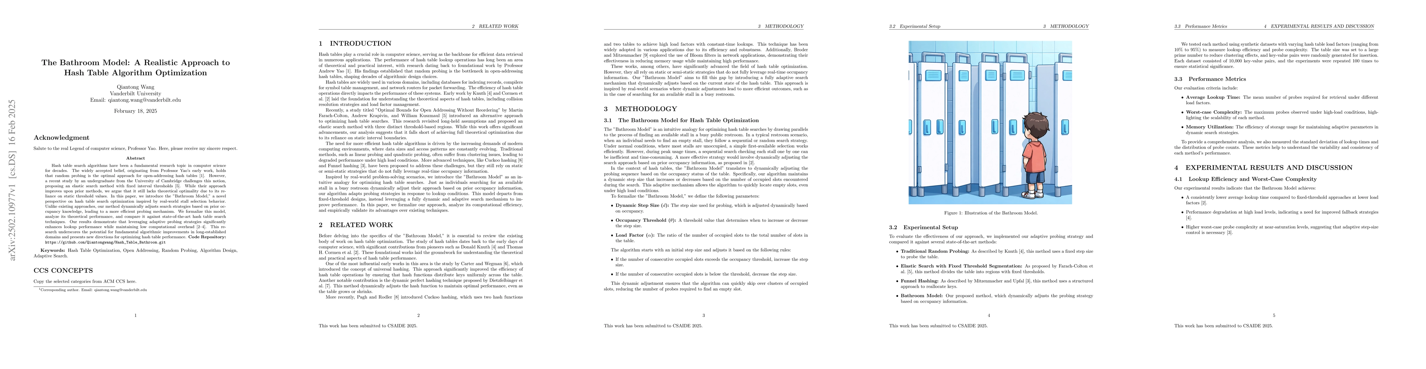 Thumbnail for The Bathroom Model: A Realistic Approach to Hash Table Algorithm
  Optimization