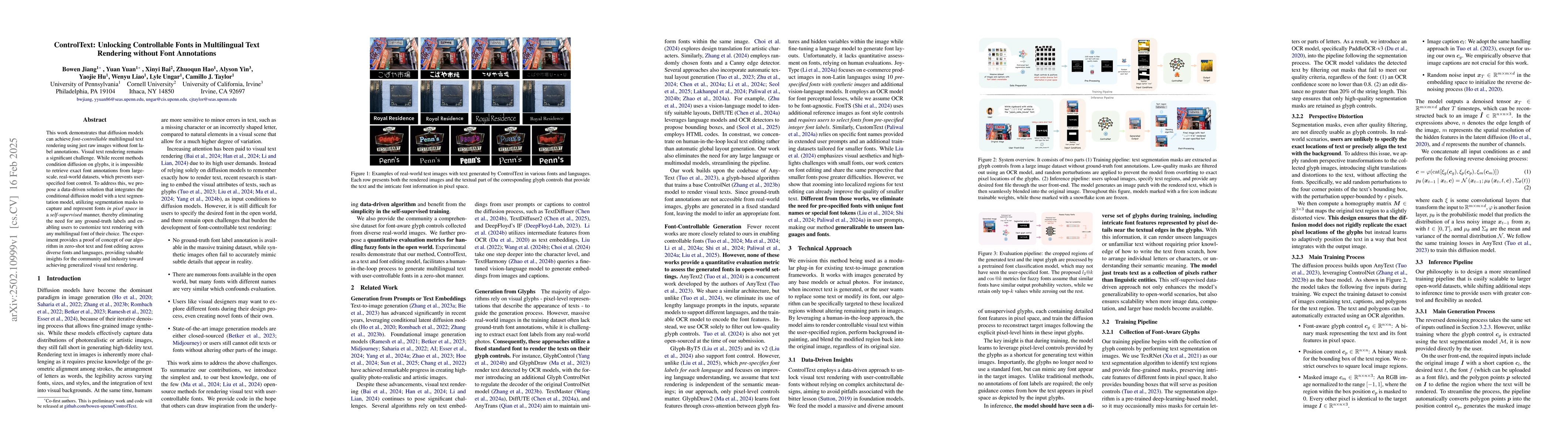 Thumbnail for ControlText: Unlocking Controllable Fonts in Multilingual Text Rendering
  without Font Annotations