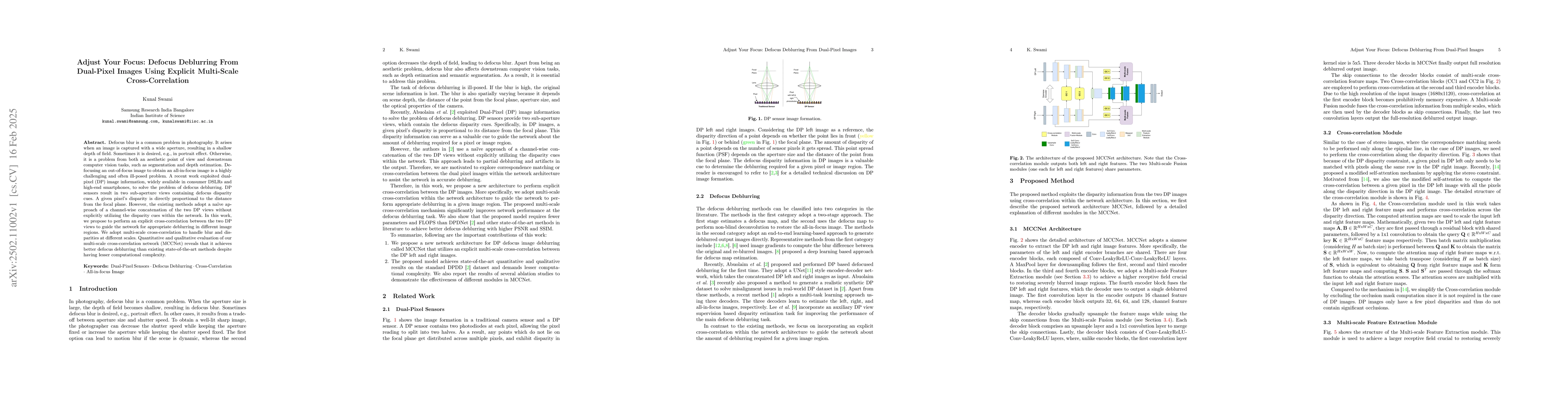Thumbnail for Adjust Your Focus: Defocus Deblurring From Dual-Pixel Images Using
  Explicit Multi-Scale Cross-Correlation